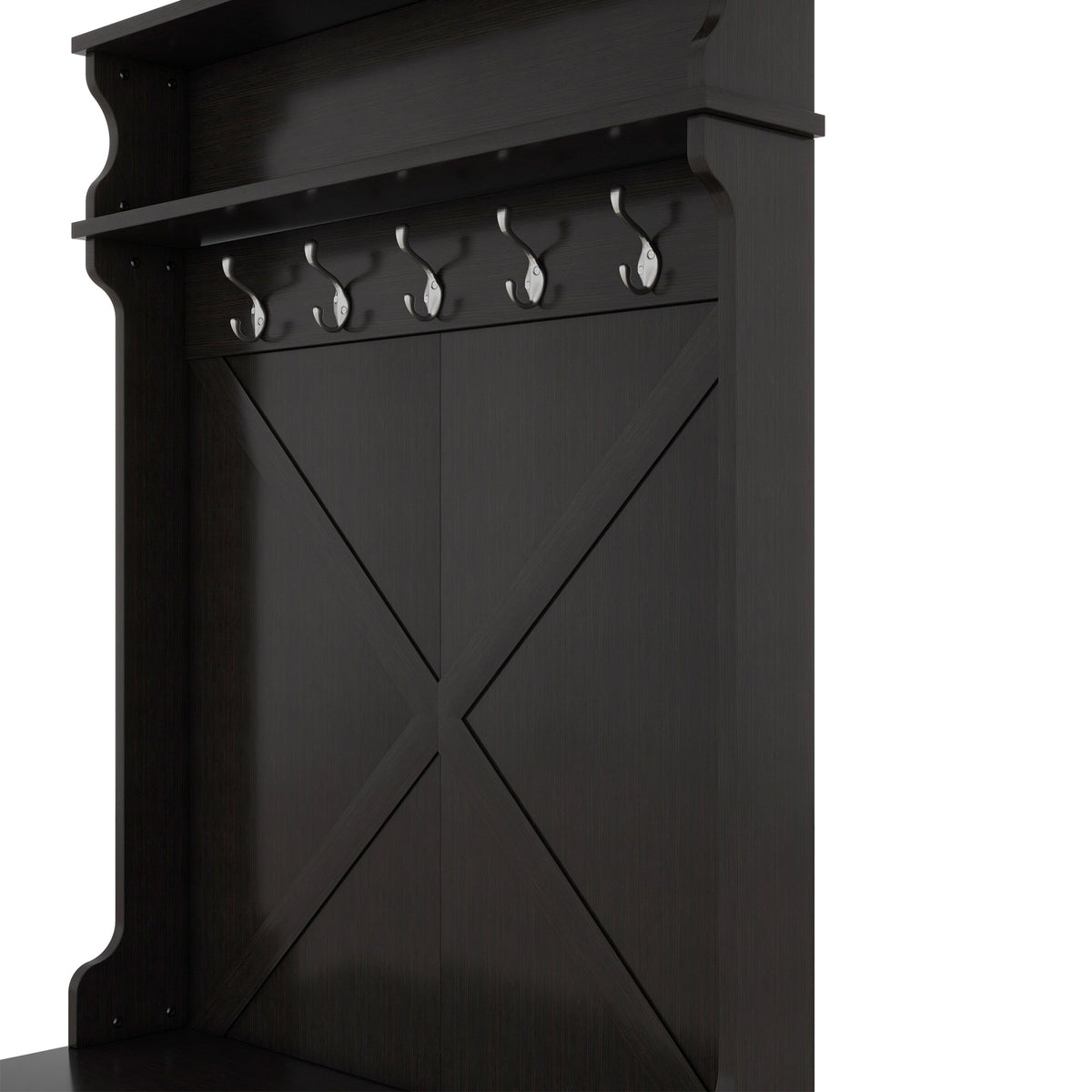 Entryway Hall Tree with Bench, Shoe Cabinet and Hooks