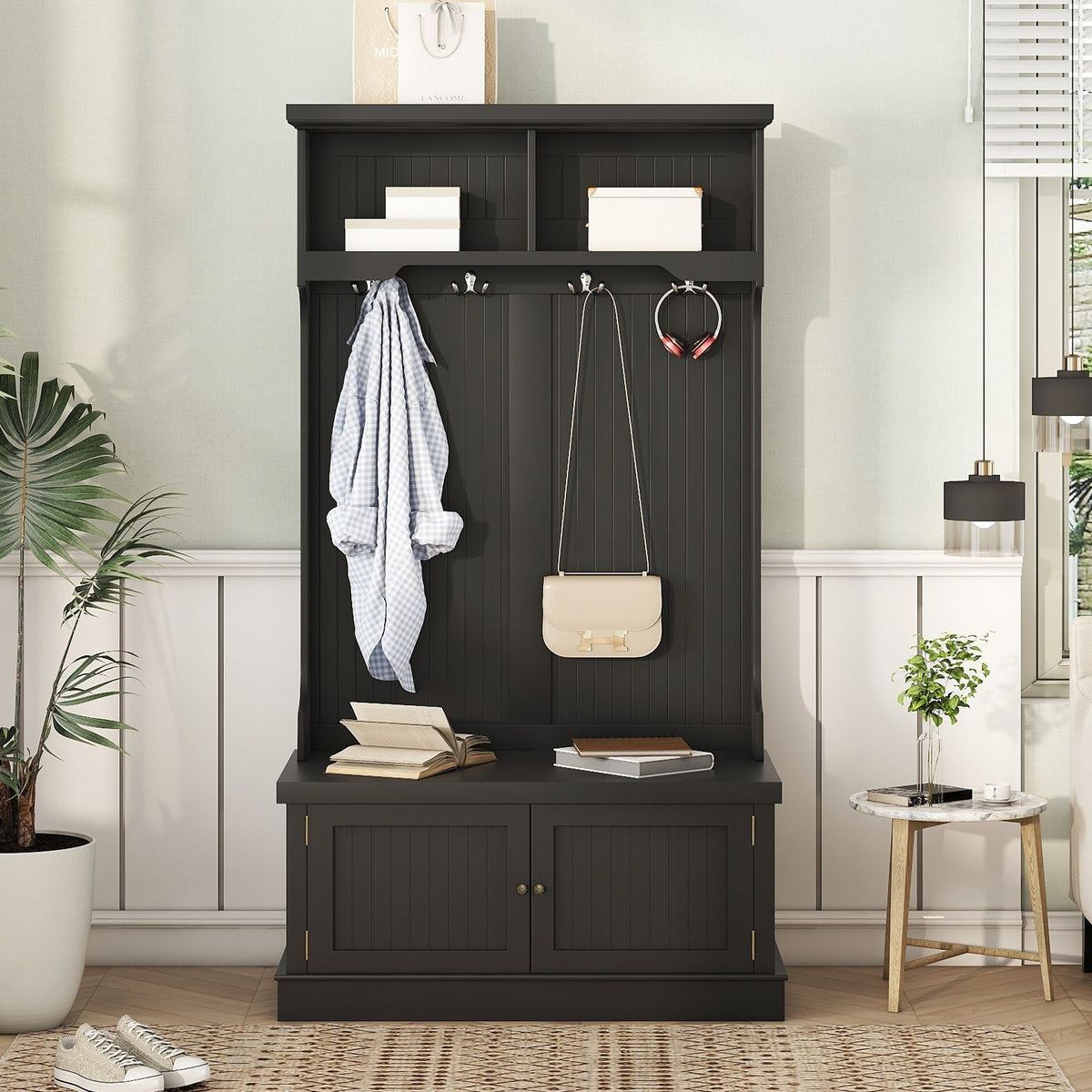 Entryway Hall Tree with Shoe Bench and Coat Storage