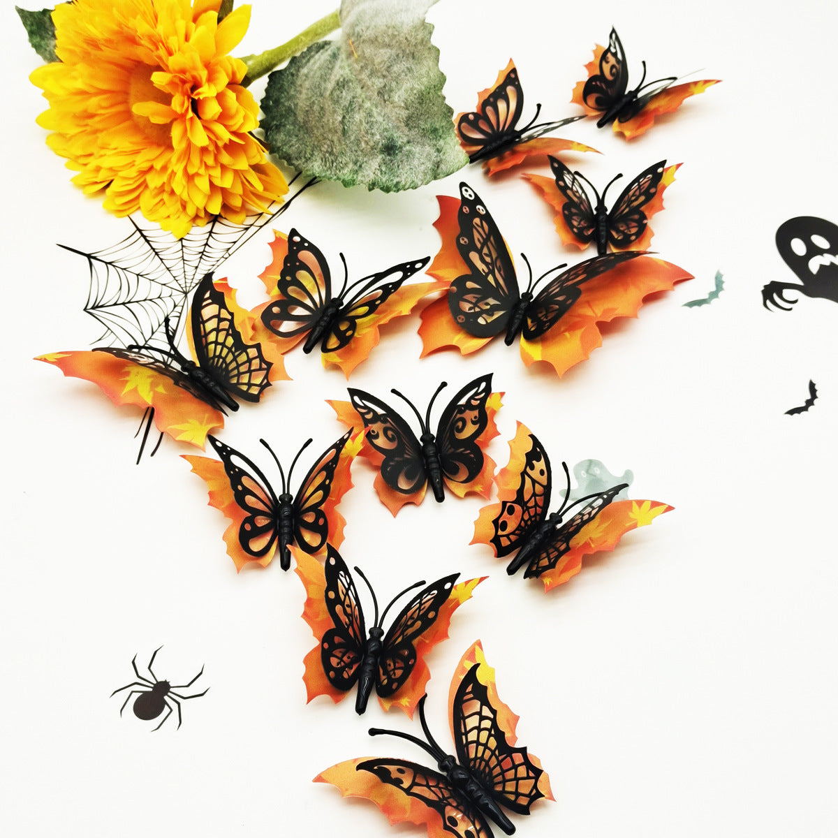 Halloween Wall Stickers — 3D Butterfly & Bat Decor