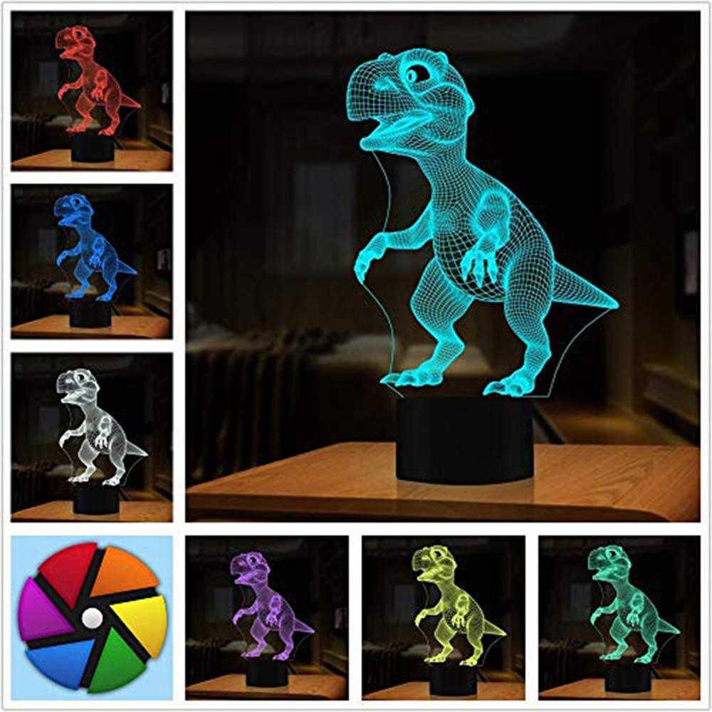 3D Dinosaur LED Lamp: Colorful Touch-Control Night Light