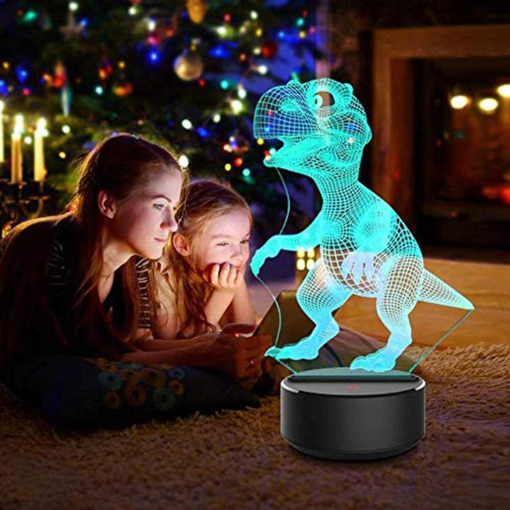 3D Dinosaur LED Lamp: Colorful Touch-Control Night Light