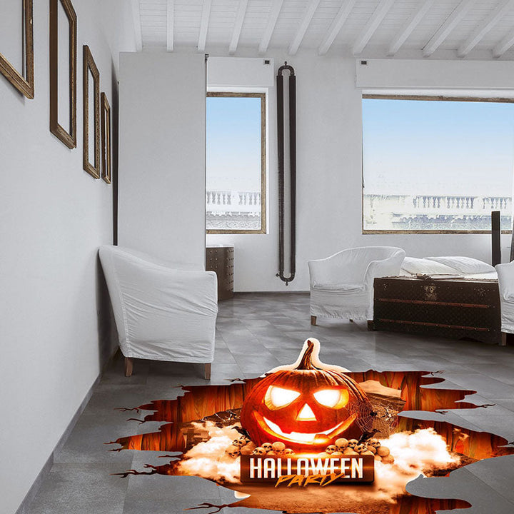 Halloween Floor Decal – 3D Pumpkin Cracked-Floor Illusion