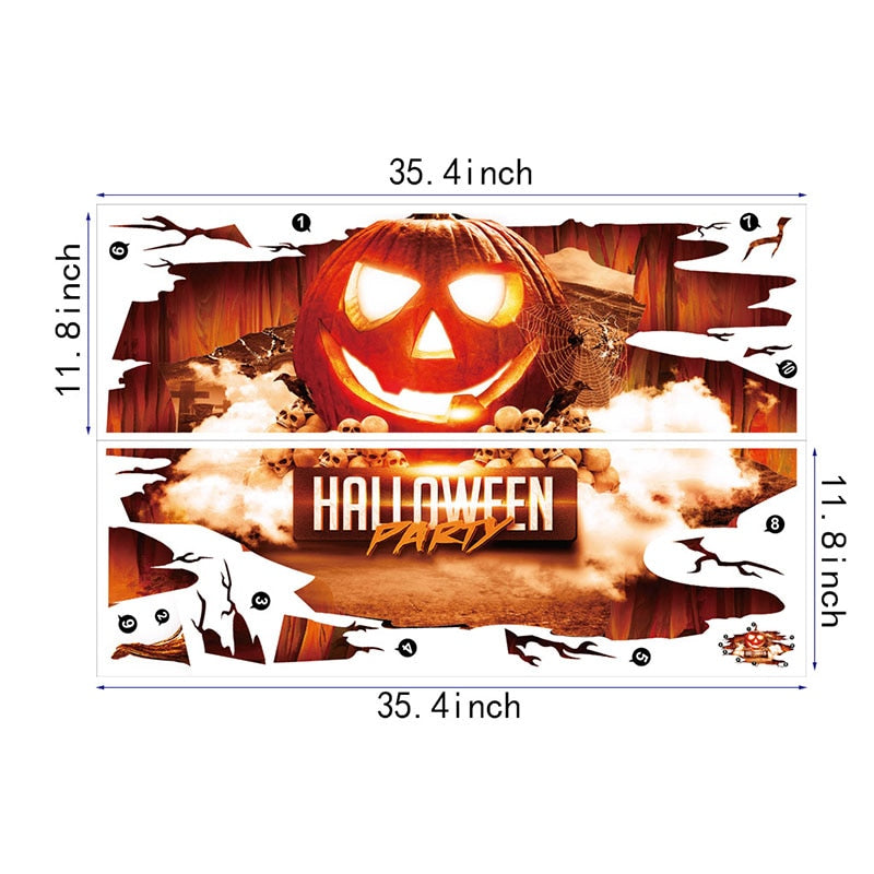 Halloween Floor Decal – 3D Pumpkin Cracked-Floor Illusion