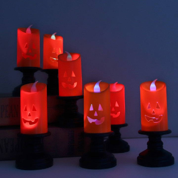 Flameless Jack-O-Lantern LED Candle for Halloween Decor