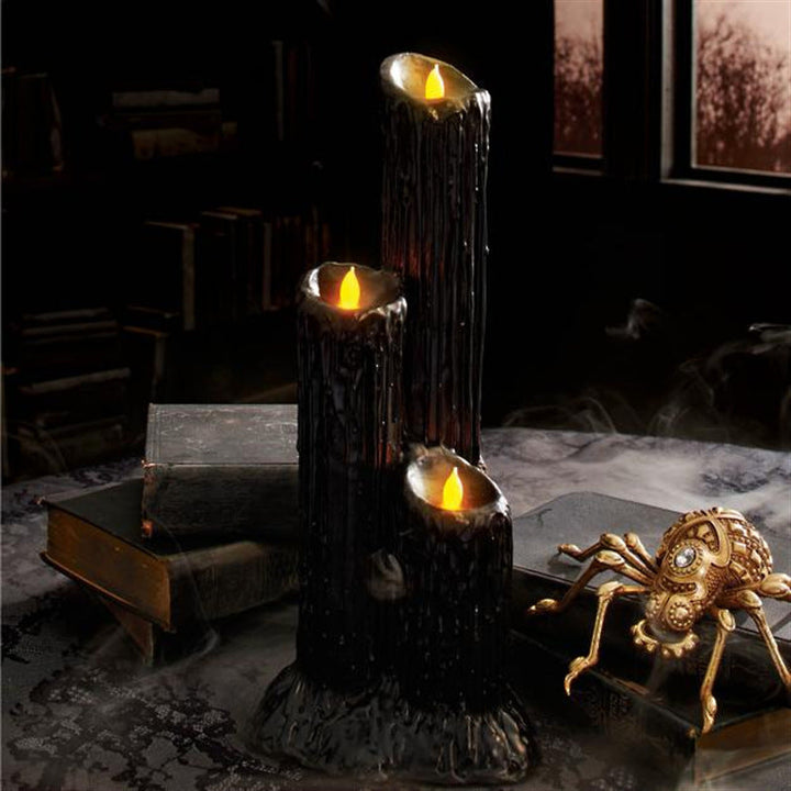 Halloween Melting Candle Holder With Gothic Amber Glow