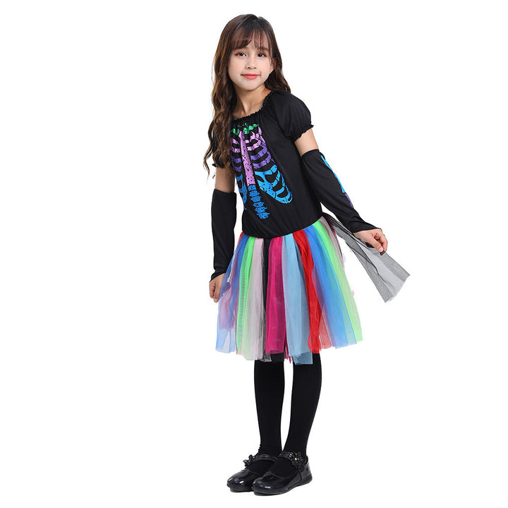 Rainbow Skeleton Halloween Costume Outfit for Kids
