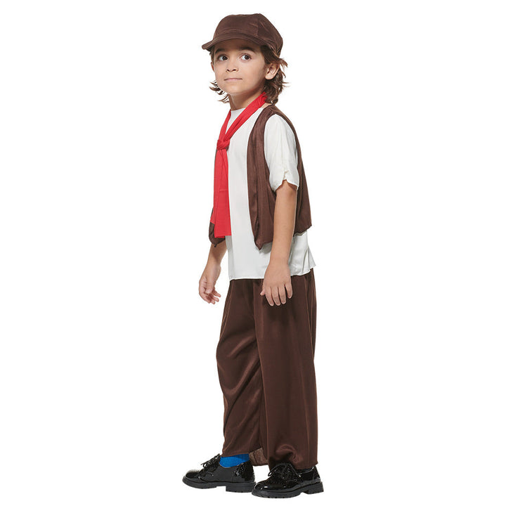 Boys Victorian Halloween Costume With Cap, Vest & Scarf