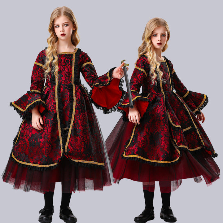 Children's Gothic Vampire Witch Costume Dress Outfit