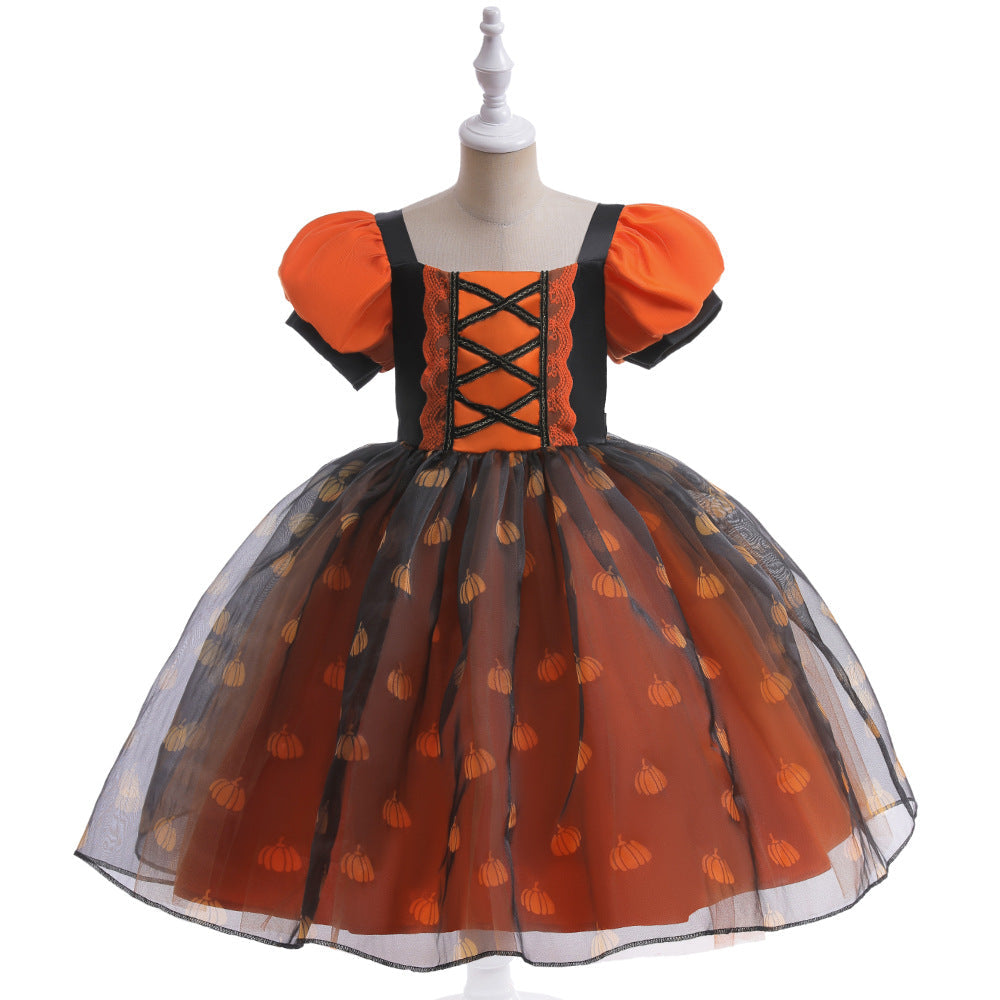 Girls' Halloween Costume Dress With Dramatic Tulle