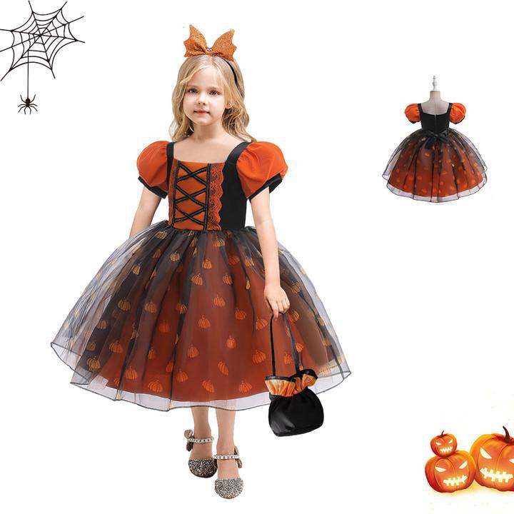 Girls' Halloween Costume Dress With Dramatic Tulle