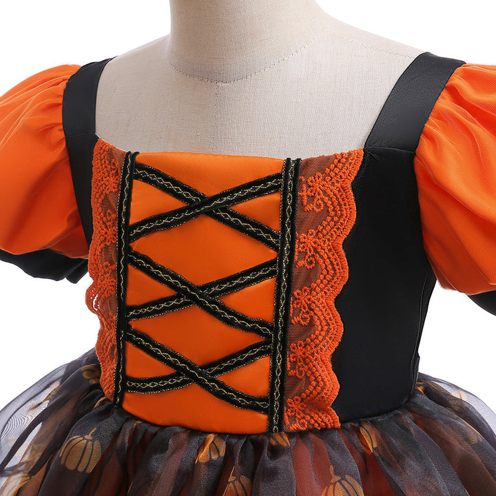 Girls' Halloween Costume Dress With Dramatic Tulle