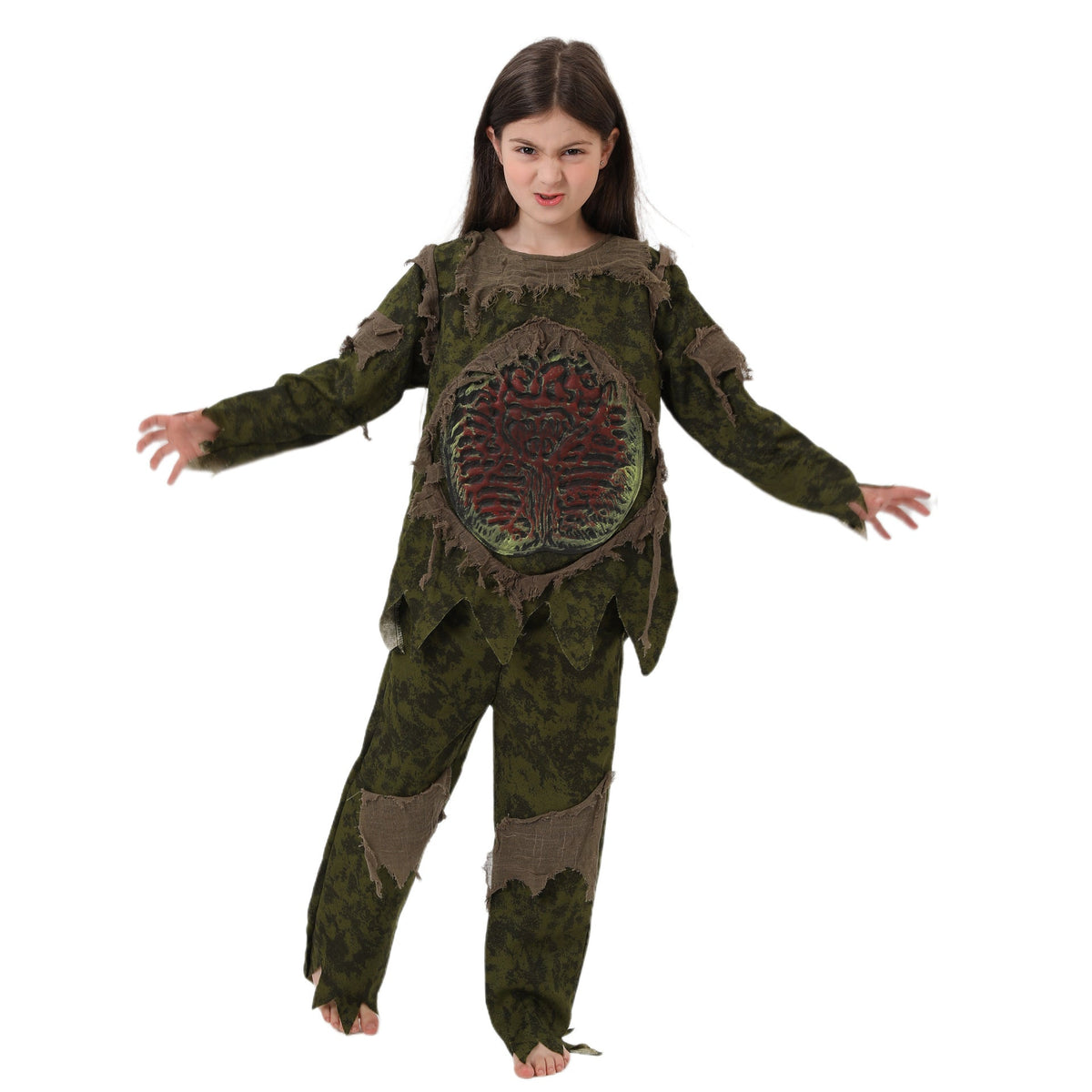 Kids Swamp Monster Halloween Costume With Scary Mask