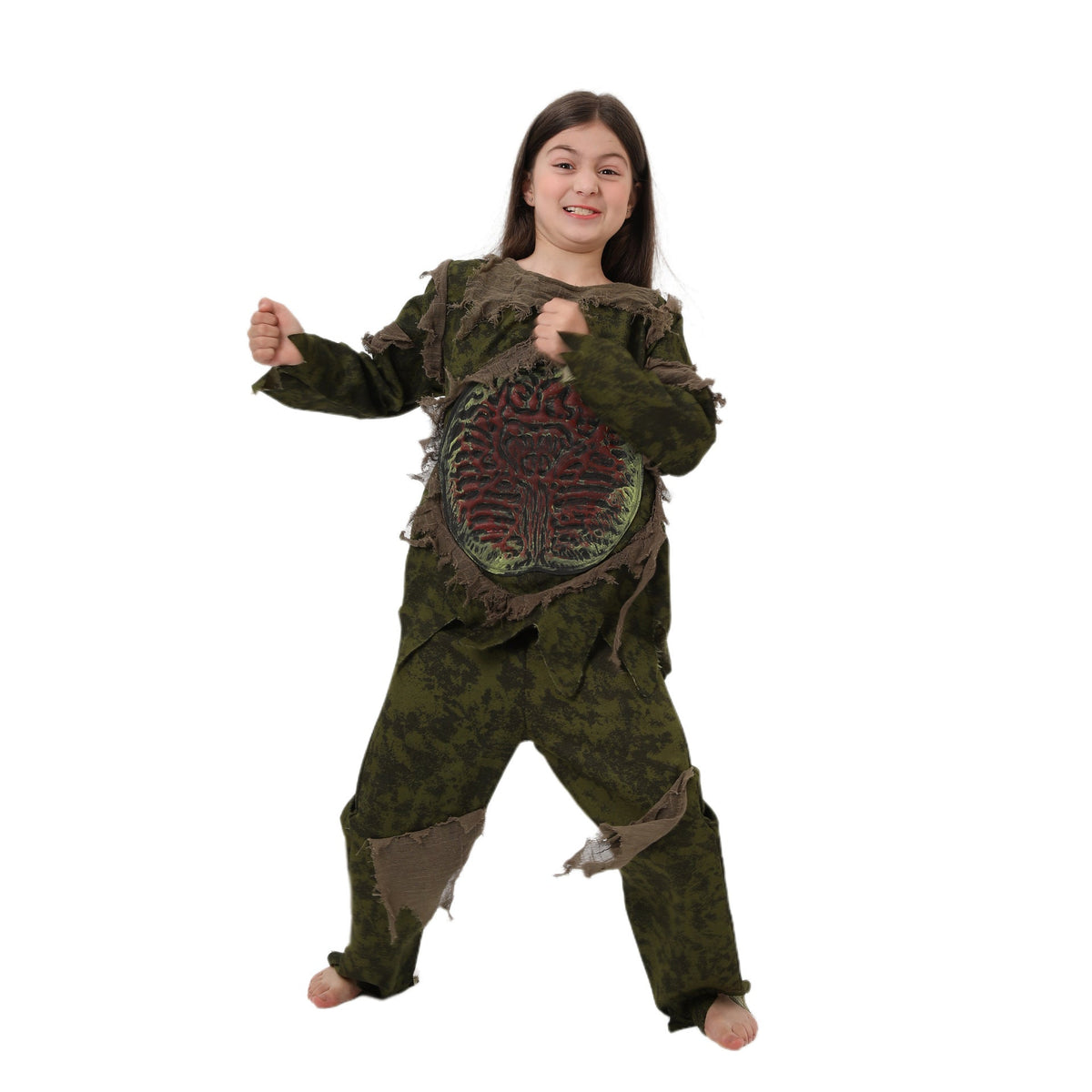 Kids Swamp Monster Halloween Costume With Scary Mask