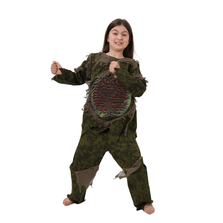 Kids Swamp Monster Halloween Costume With Scary Mask