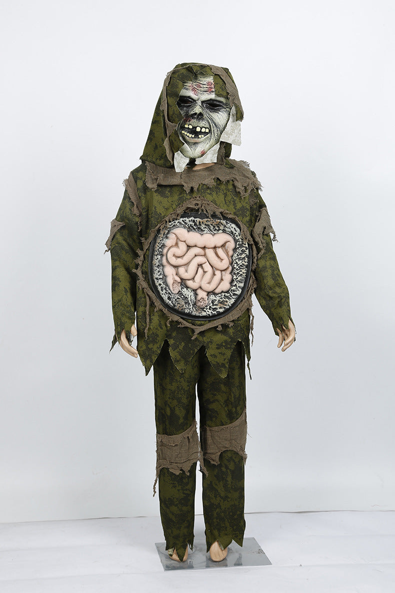 Kids Swamp Monster Halloween Costume With Scary Mask