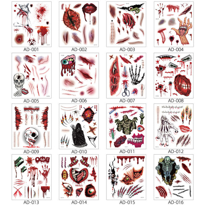 Halloween Temporary Tattoo Stickers for Scary Scars