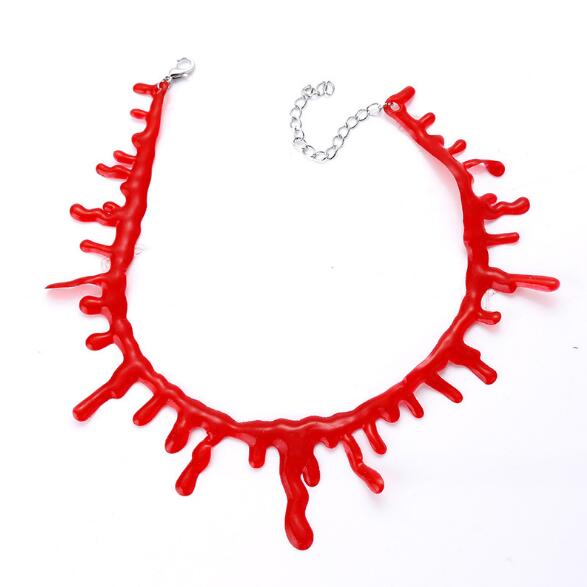 Blood Red Choker Necklace for Dramatic Halloween Costumes
