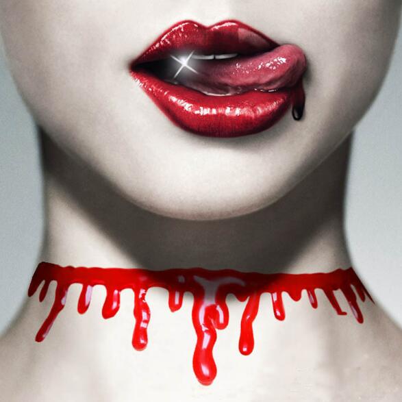 Blood Red Choker Necklace for Dramatic Halloween Costumes