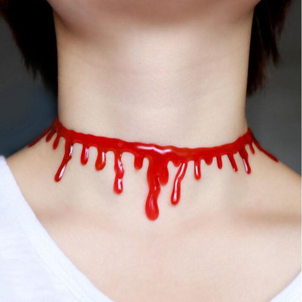 Blood Red Choker Necklace for Dramatic Halloween Costumes