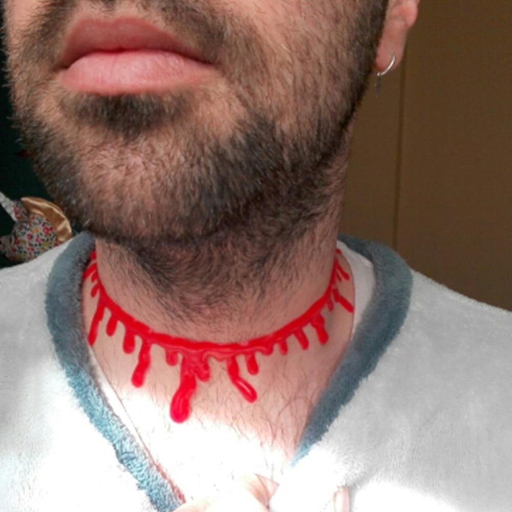 Blood Red Choker Necklace for Dramatic Halloween Costumes