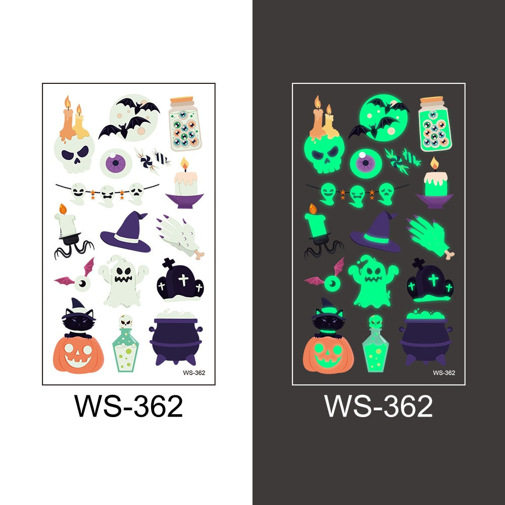 Glow-in-the-Dark Temporary Halloween Tattoos for Kids