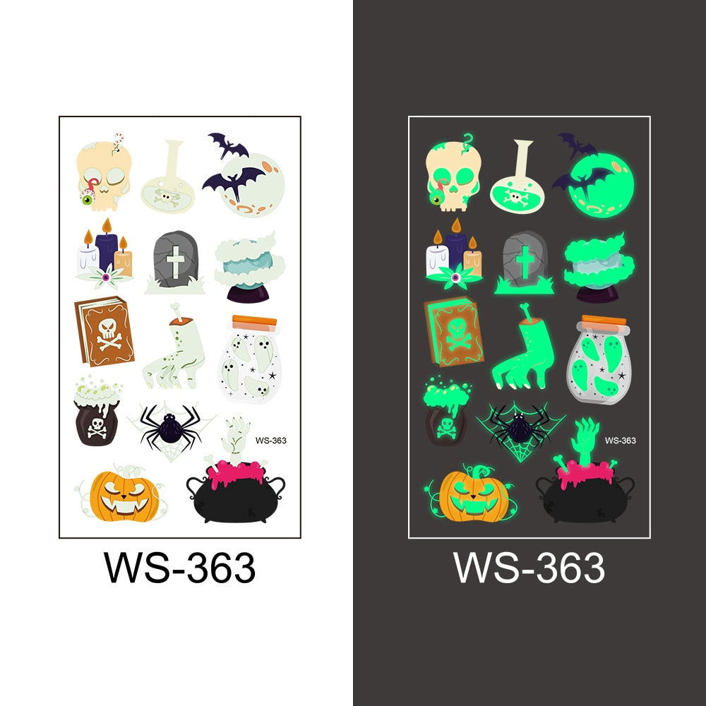 Glow-in-the-Dark Temporary Halloween Tattoos for Kids