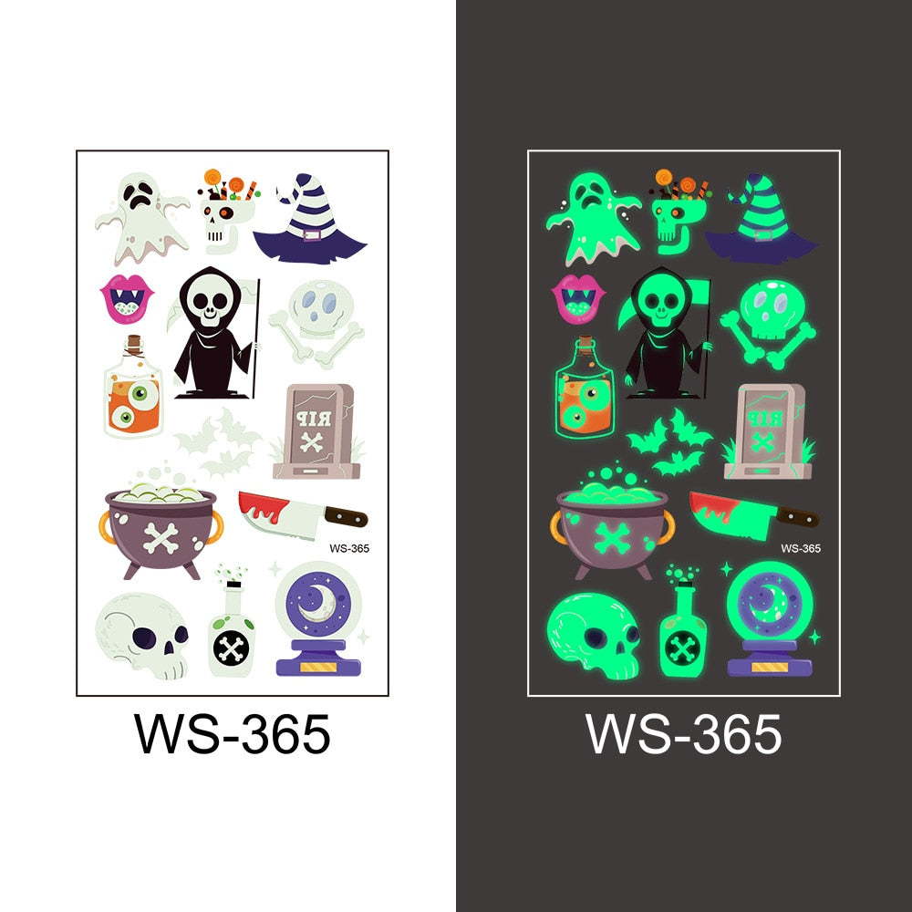 Glow-in-the-Dark Temporary Halloween Tattoos for Kids