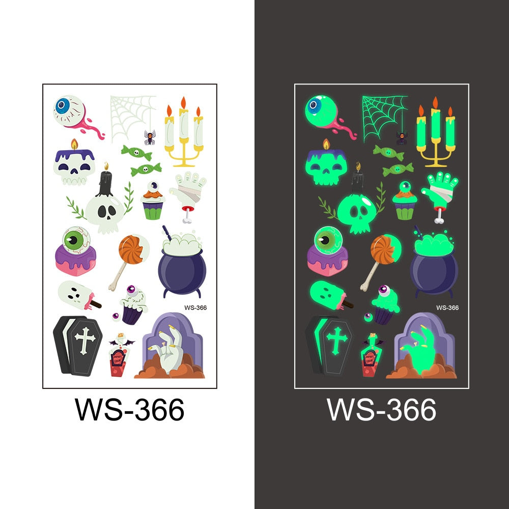 Glow-in-the-Dark Temporary Halloween Tattoos for Kids