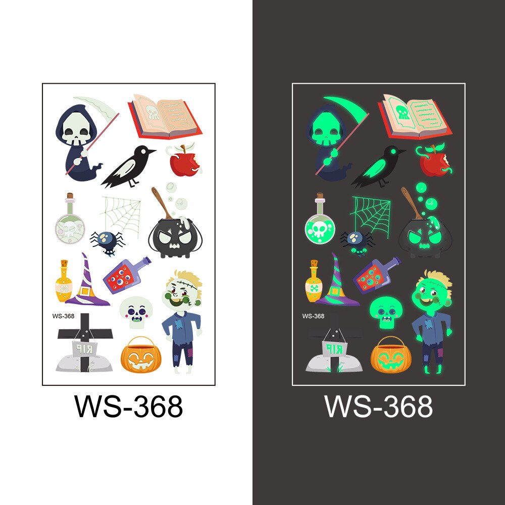 Glow-in-the-Dark Temporary Halloween Tattoos for Kids