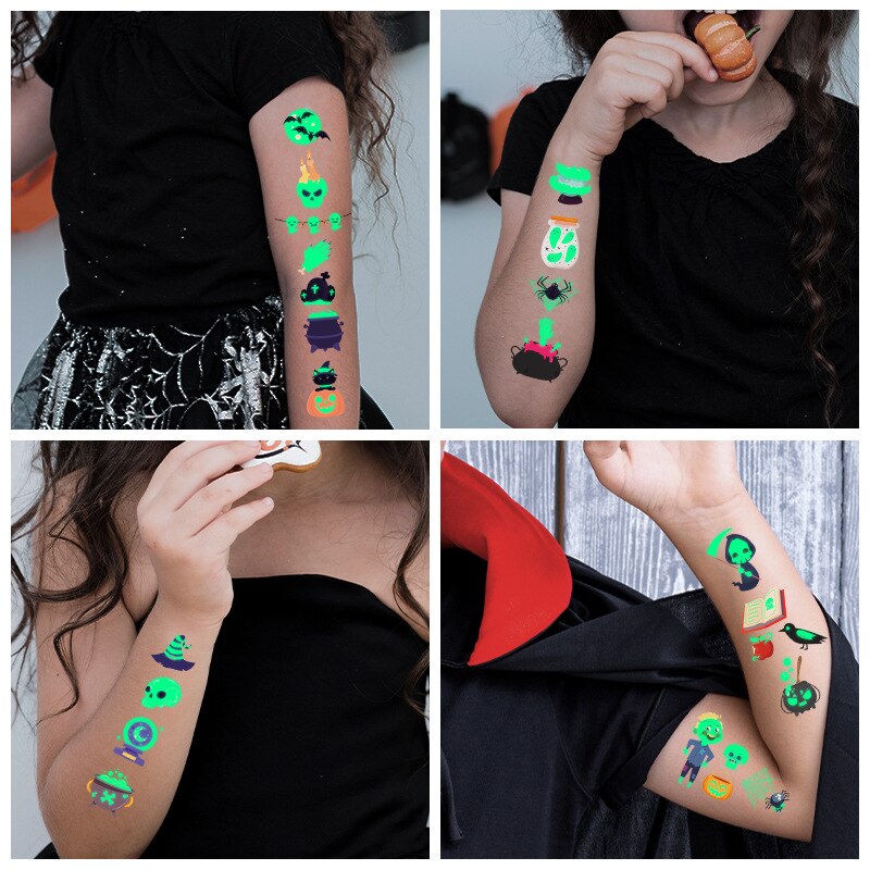 Glow-in-the-Dark Temporary Halloween Tattoos for Kids
