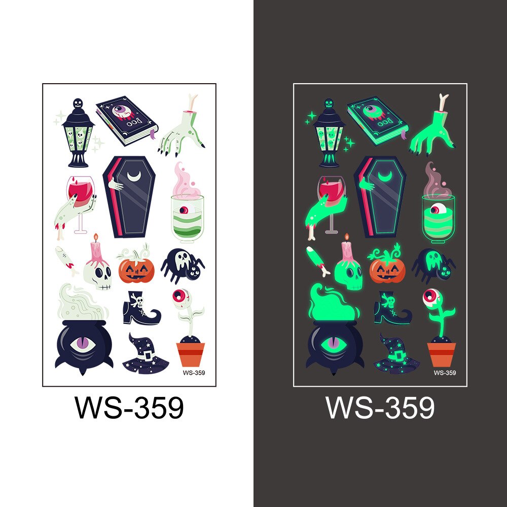 Glow-in-the-Dark Temporary Halloween Tattoos for Kids