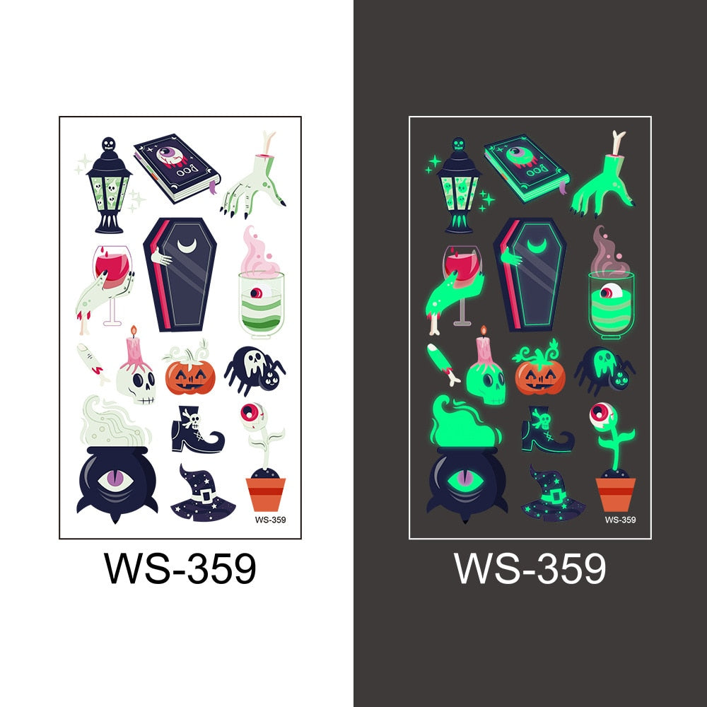 Glow-in-the-Dark Temporary Halloween Tattoos for Kids