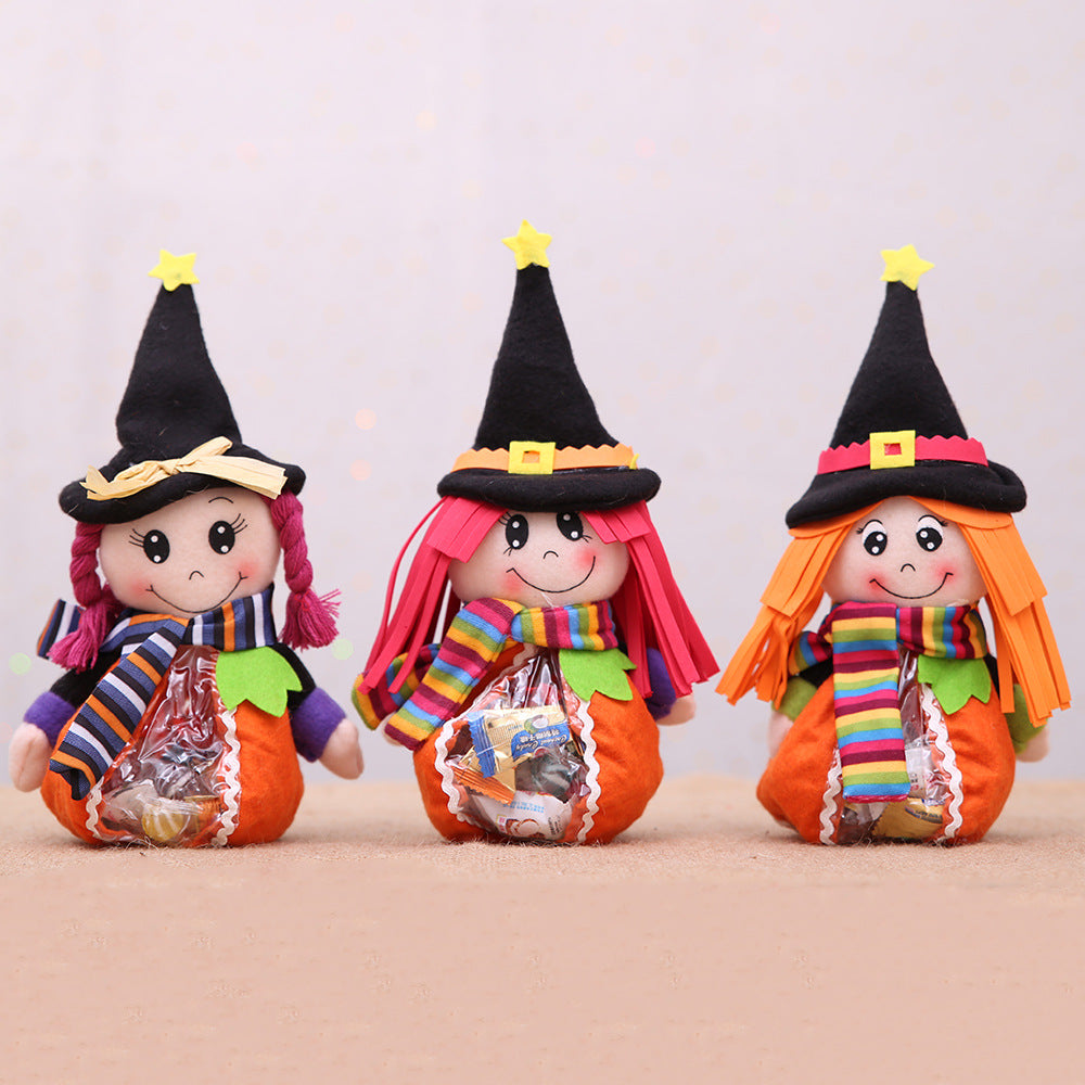 Halloween Witch Plush Candy Holder | Transparent Bag