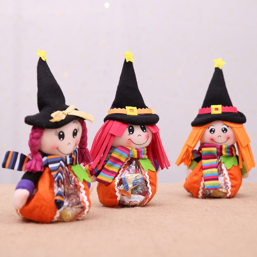 Halloween Witch Plush Candy Holder | Transparent Bag