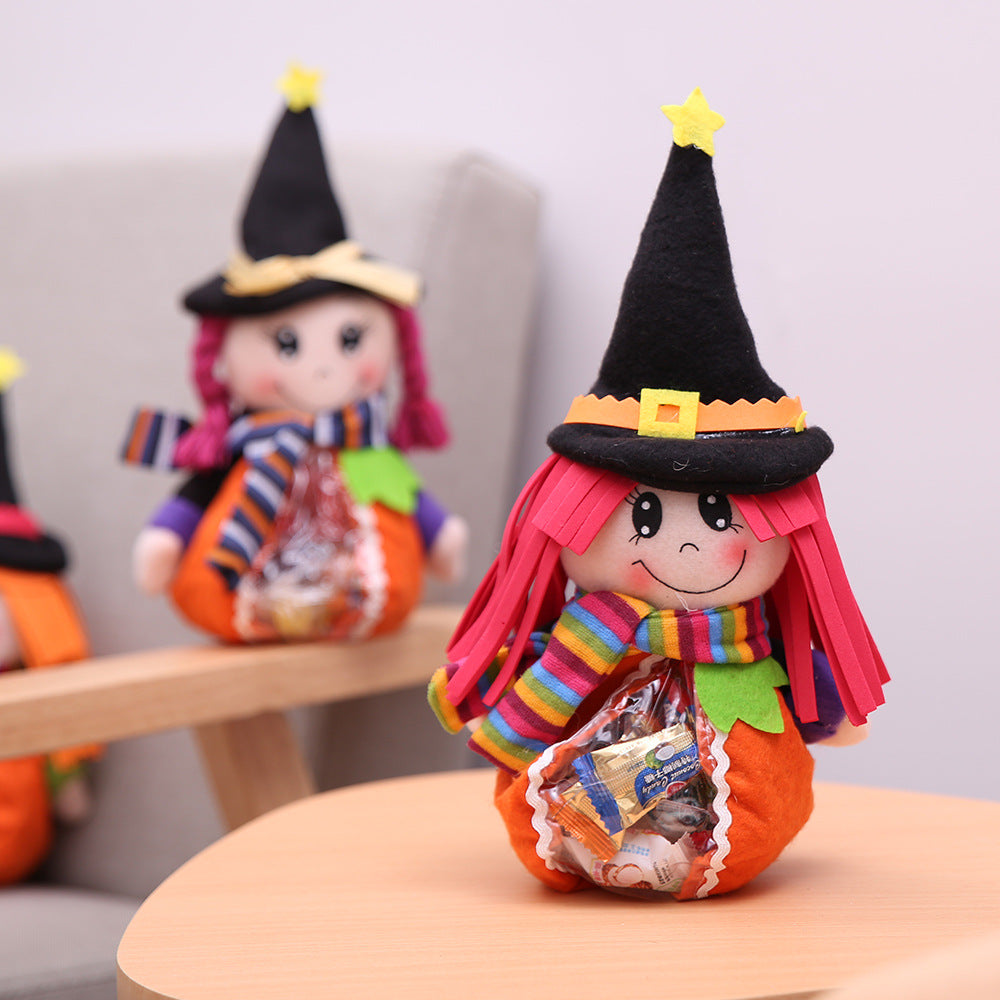 Halloween Witch Plush Candy Holder | Transparent Bag
