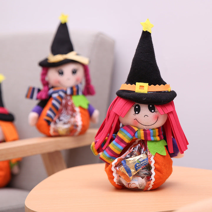 Halloween Witch Plush Candy Holder | Transparent Bag