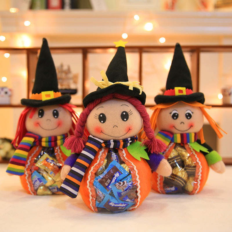 Halloween Witch Plush Candy Holder | Transparent Bag