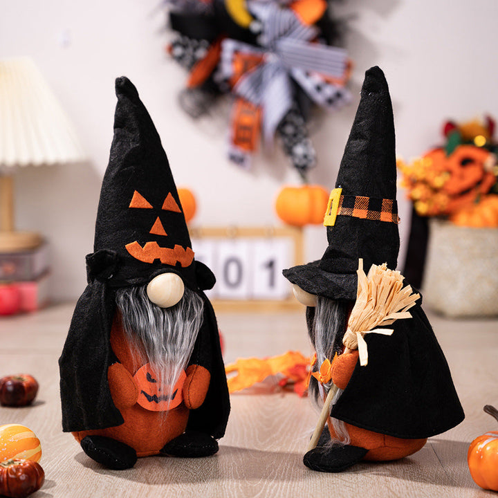 Halloween Gnome Decorations With Pumpkin Witch Charm