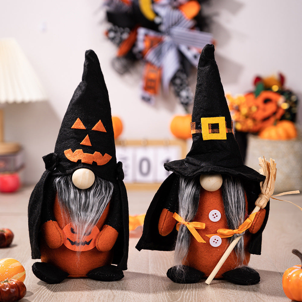 Halloween Gnome Decorations With Pumpkin Witch Charm