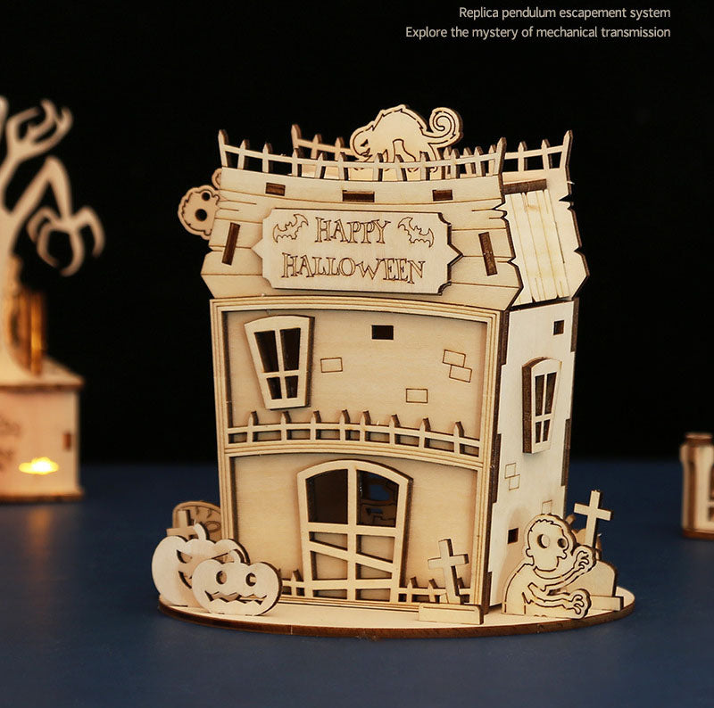 Halloween Wooden Puzzle House: Screen-Free Family Decor