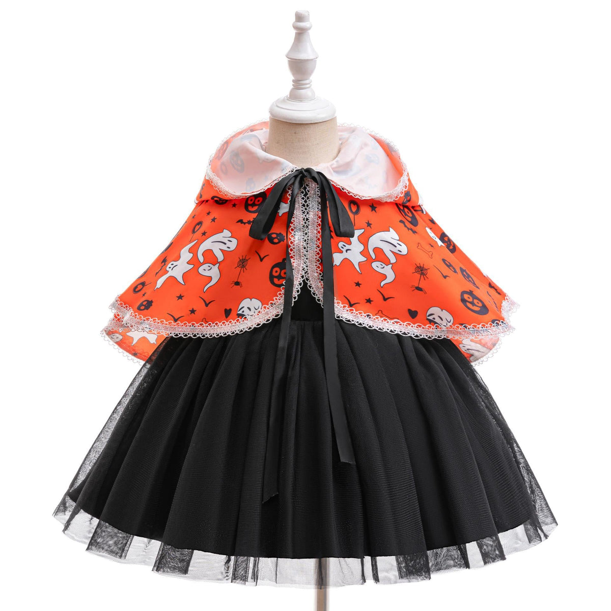Girls Halloween Costume Dress with Puffy Tulle Shawl