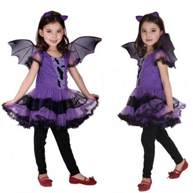 Toddler Bat Costume Dress Set With Wings & Cat Ears
