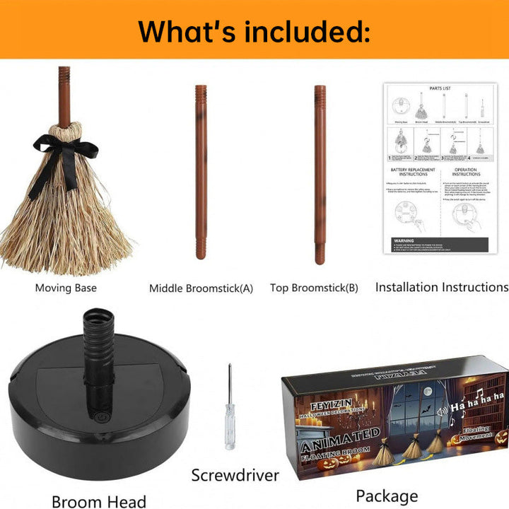 Animated Halloween Broom Decor With Spooky Ghost Sound