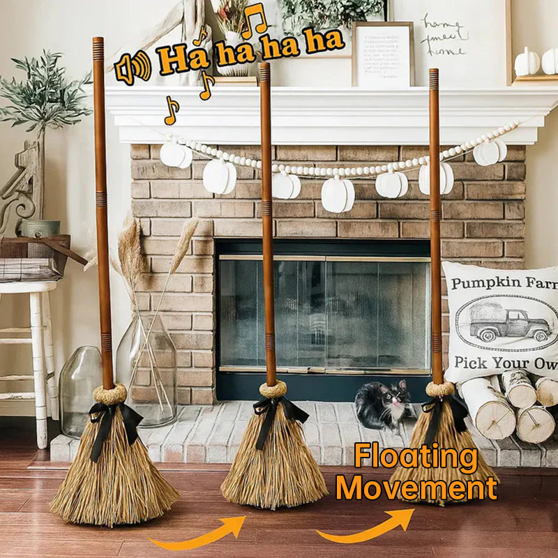 Animated Halloween Broom Decor With Spooky Ghost Sound