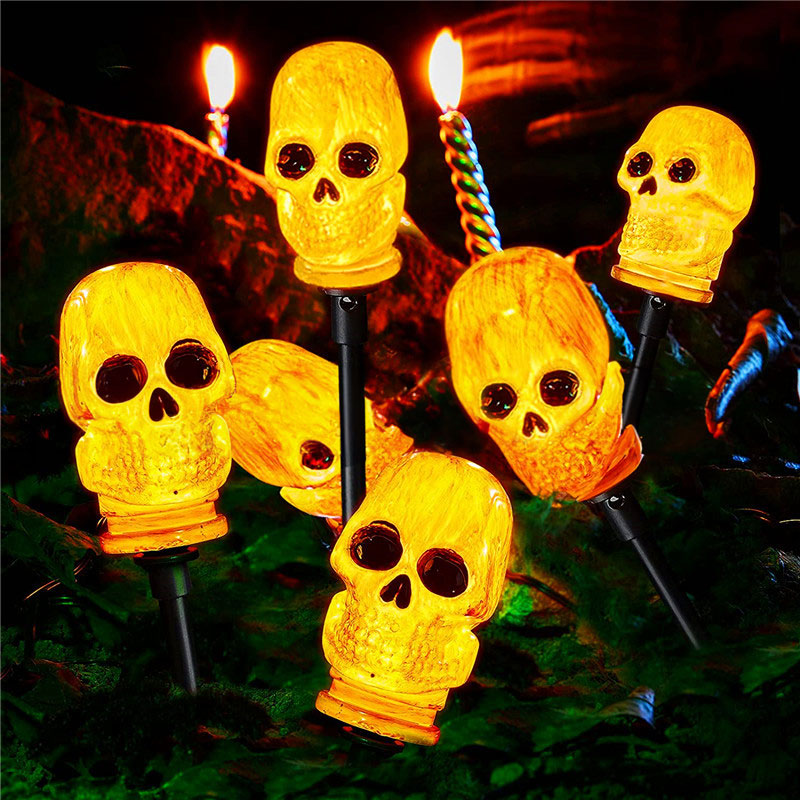 Halloween Skull Stake Lights for Spooky Garden Glow