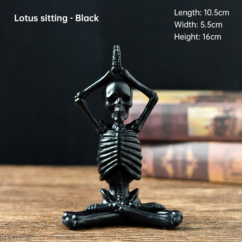 Meditating Skeleton Halloween Decor for Gothic Shelves