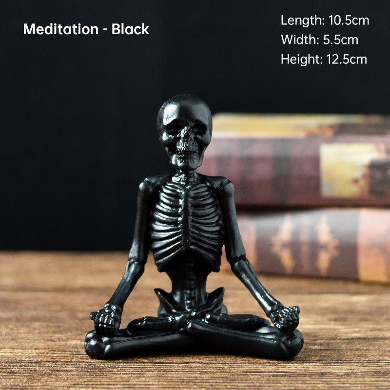 Meditating Skeleton Halloween Decor for Gothic Shelves