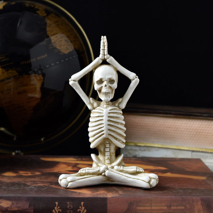 Meditating Skeleton Halloween Decor for Gothic Shelves