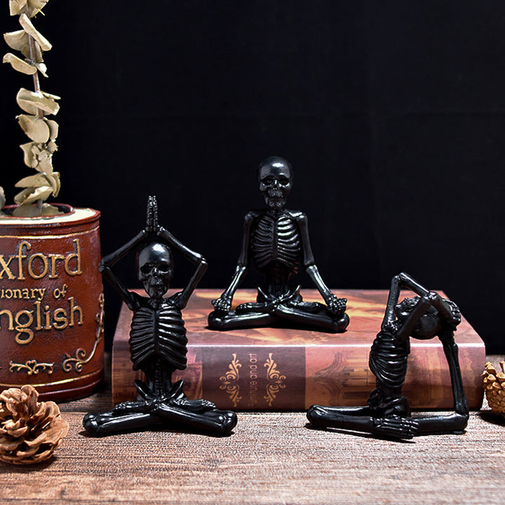 Meditating Skeleton Halloween Decor for Gothic Shelves
