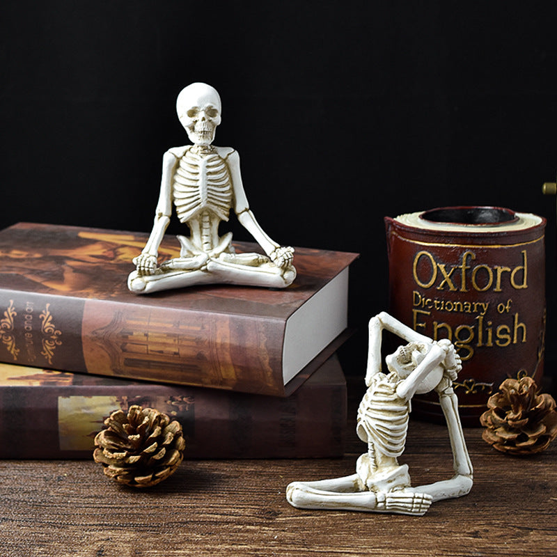 Meditating Skeleton Halloween Decor for Gothic Shelves